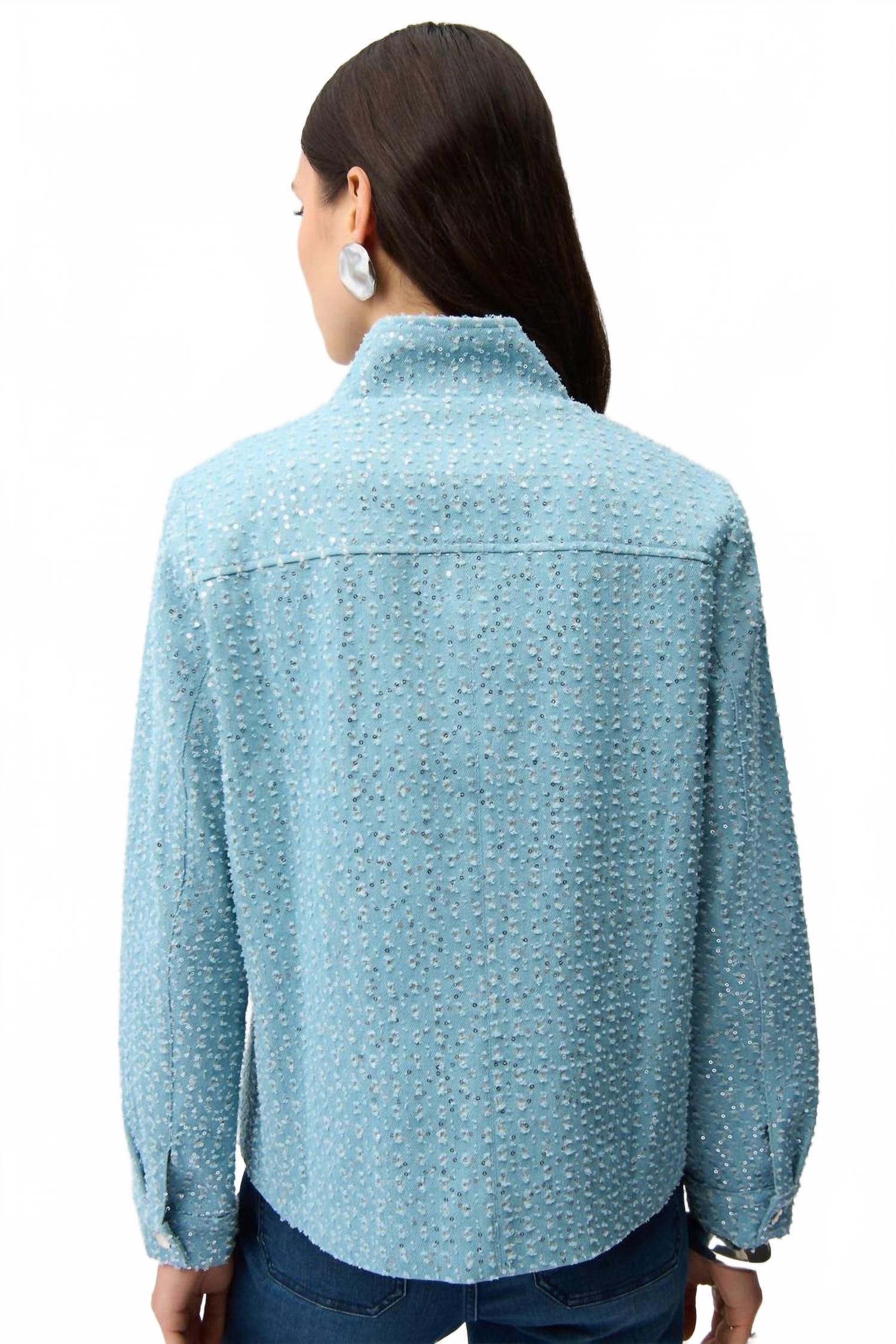 Chaqueta de mezclilla con lentejuelas color azul