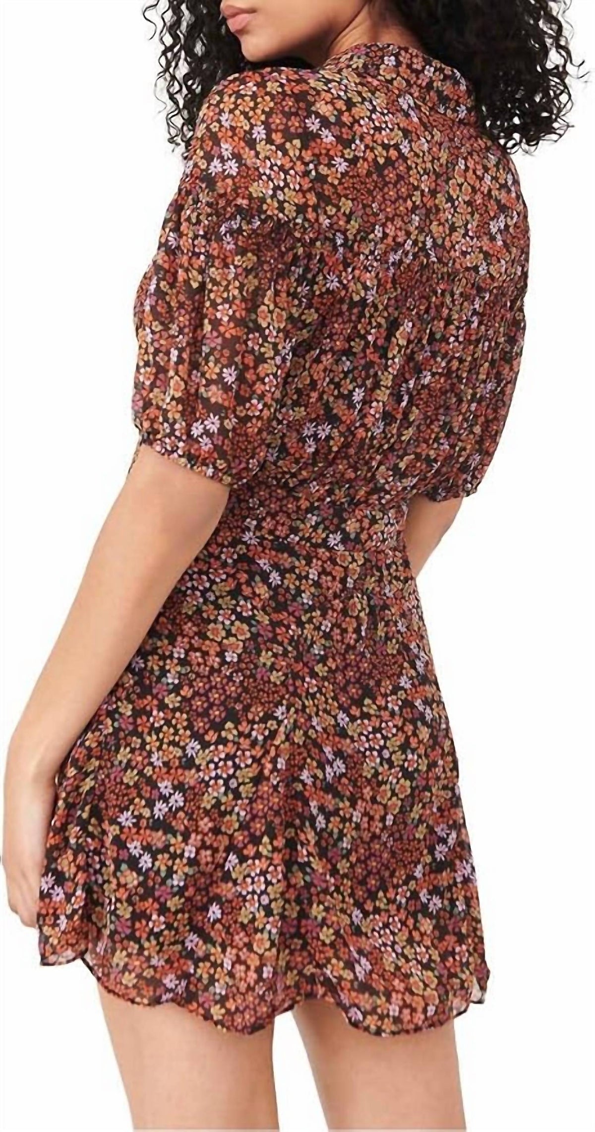 Vestido de gasa corto con estampado floral