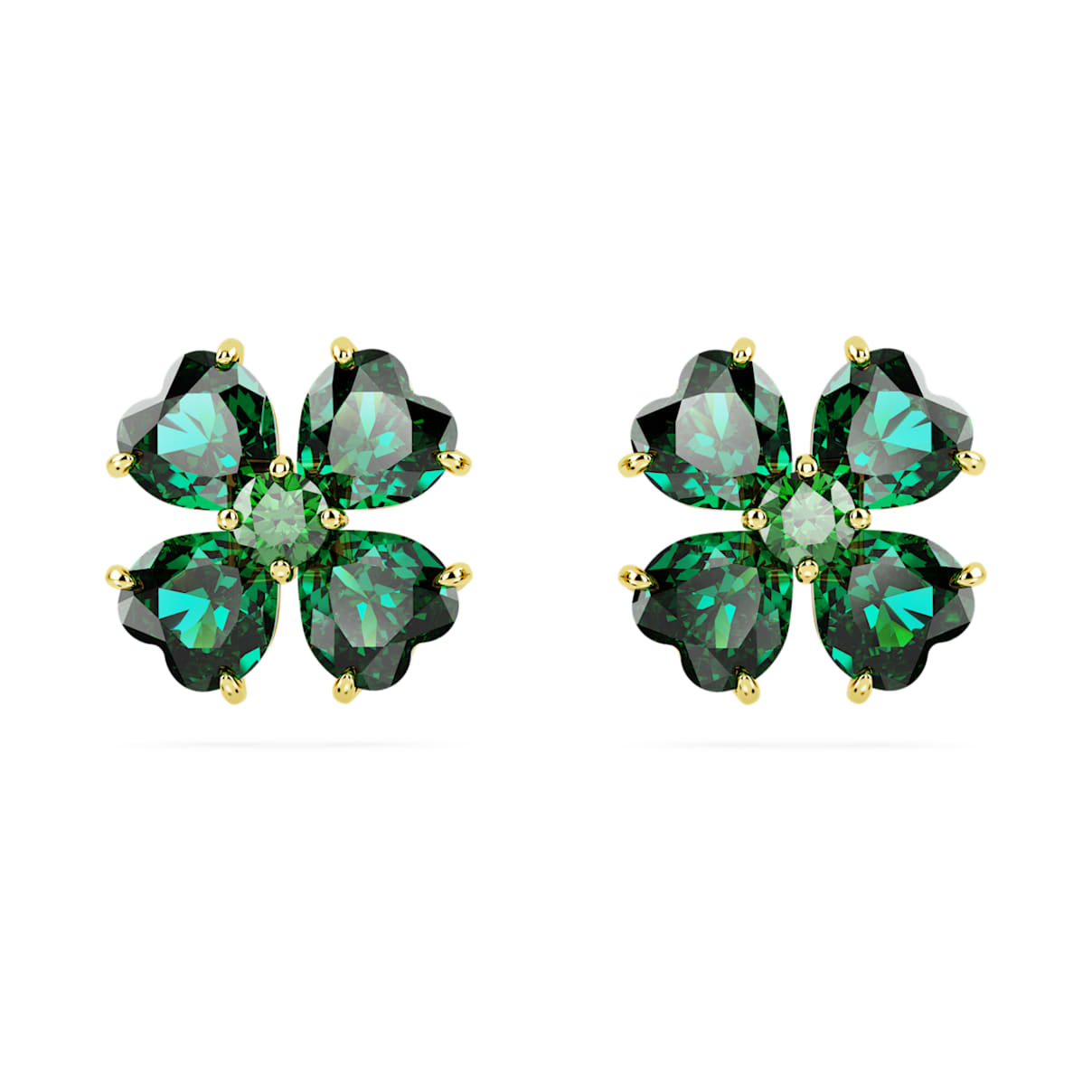Aretes color verde y dorado