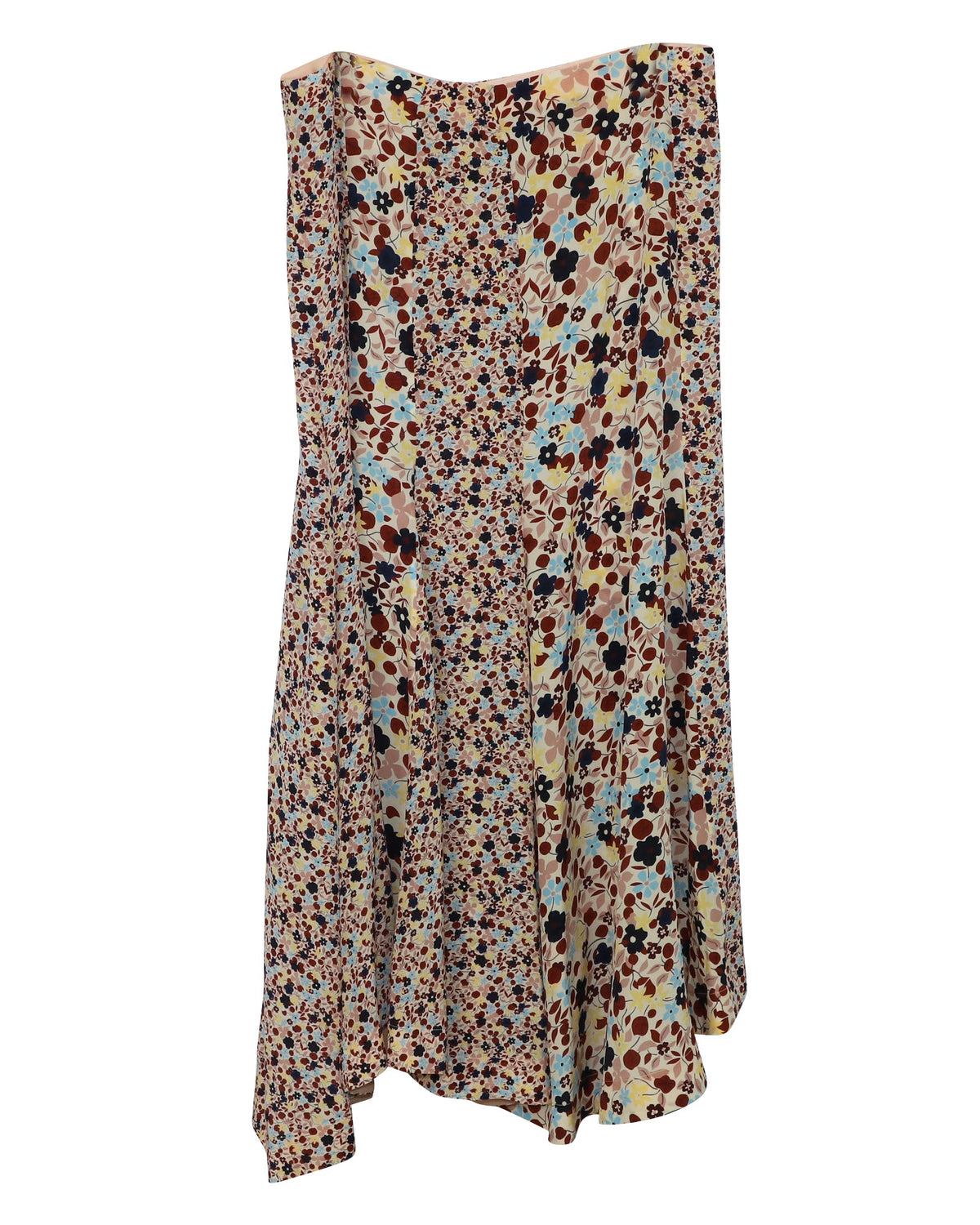Falda de seda larga con estampado floral multicolor