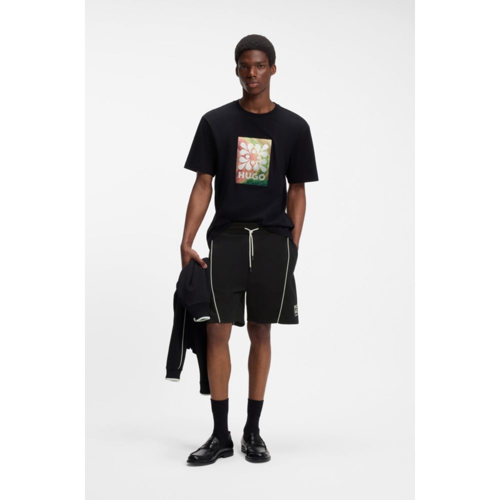 Short de mezcla de algodón con bordado