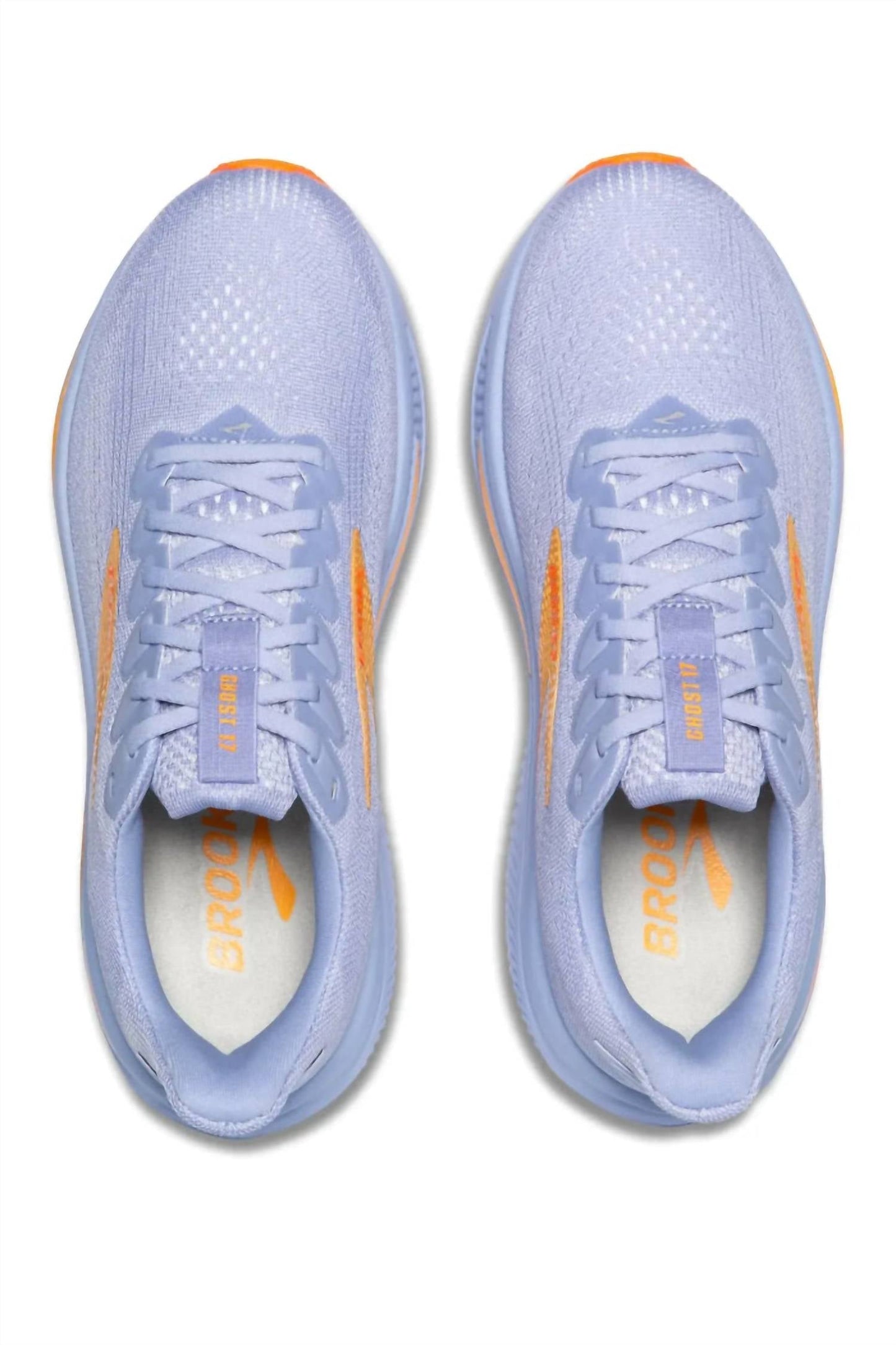Tenis para correr de mujer color blanco y azul y naranja