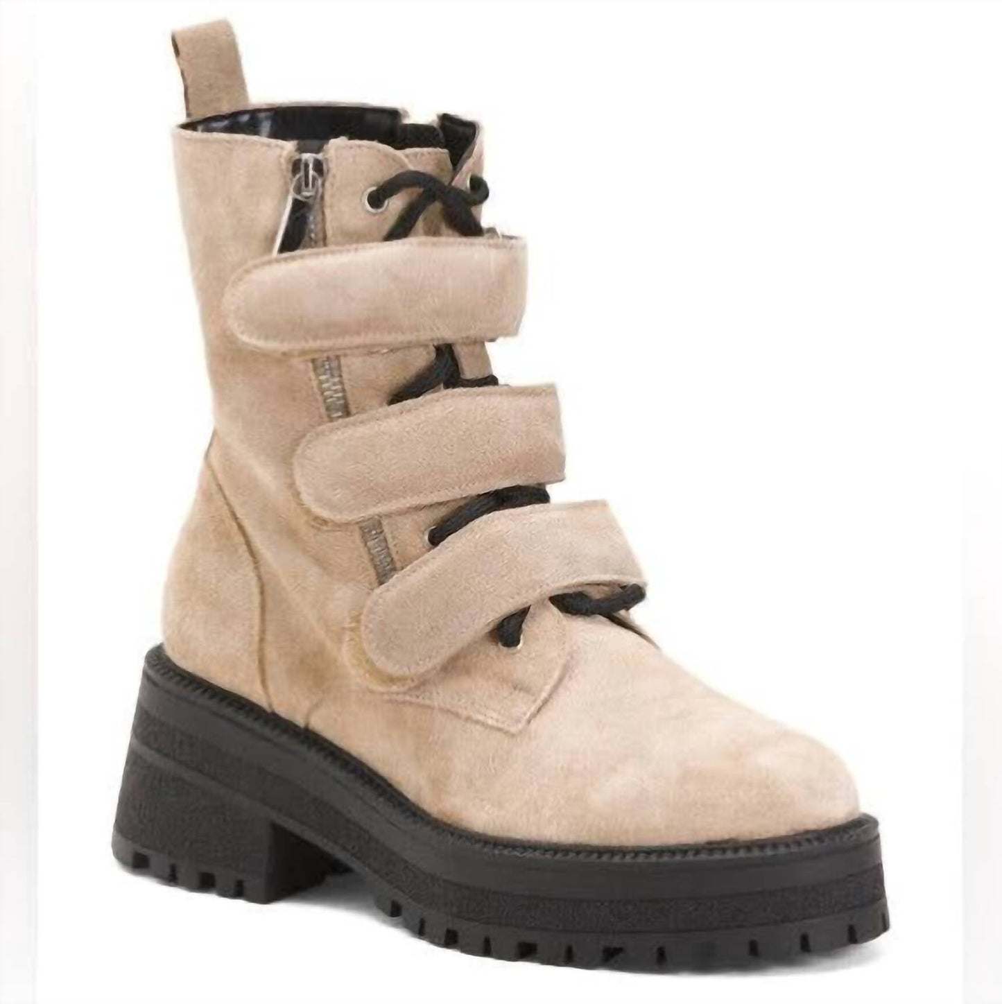 Botines con cordones color beige