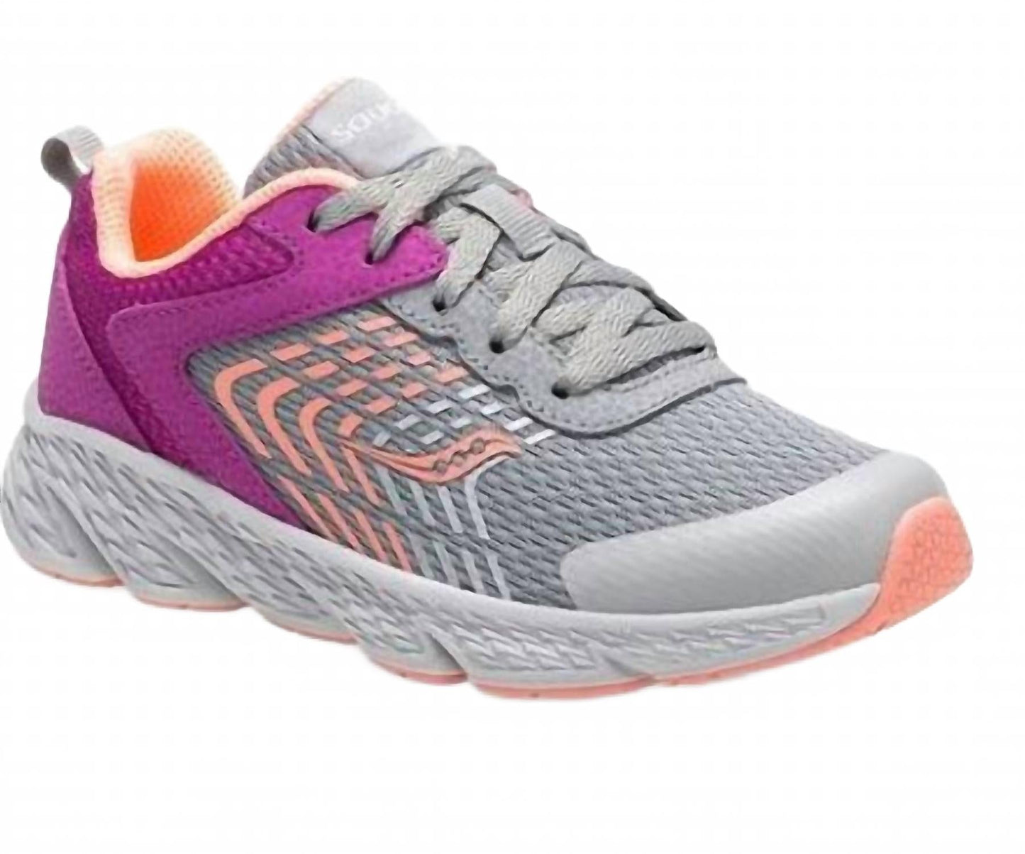 Tenis infantil color gris y violeta