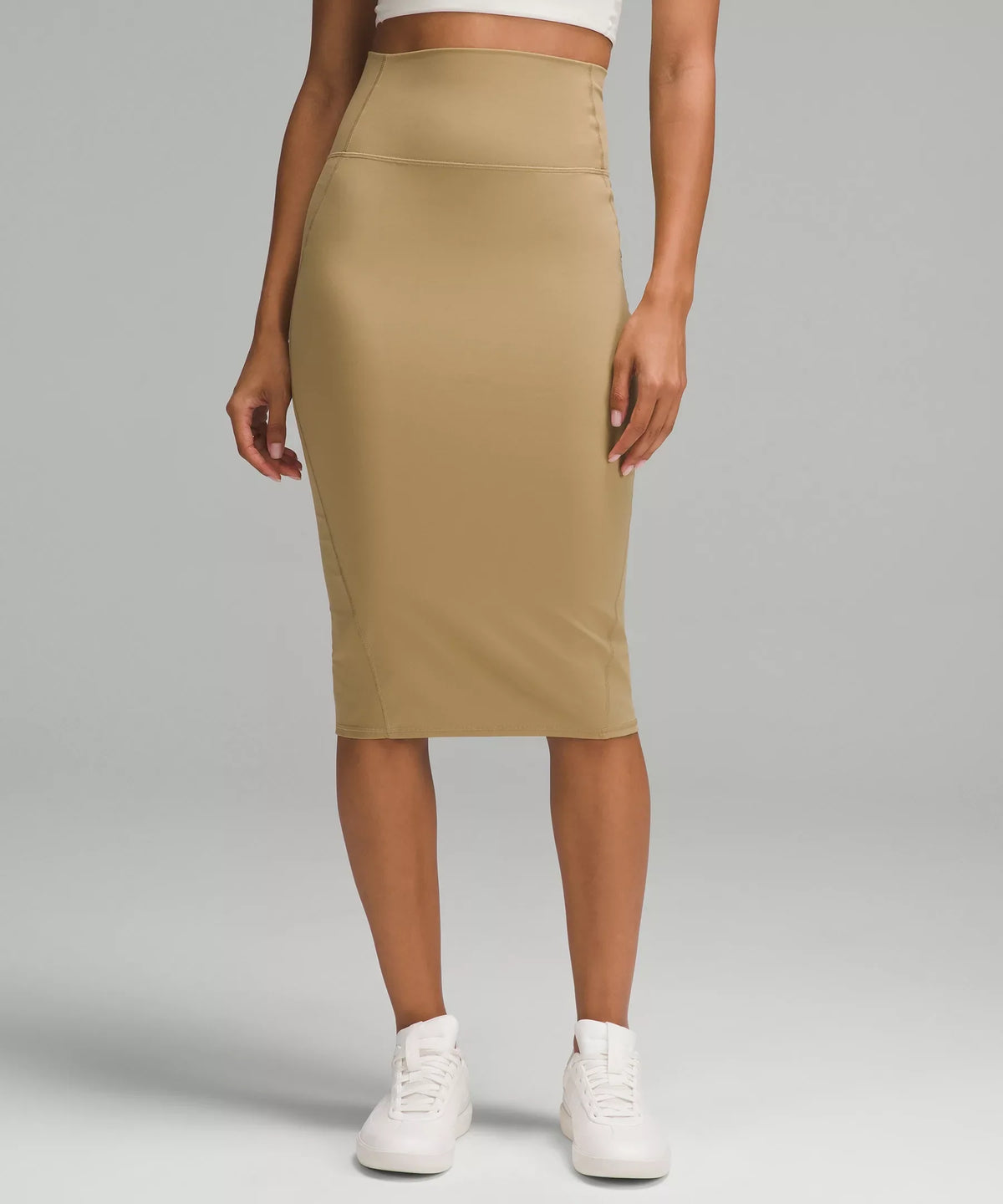 Falda midi de corte ajustado de tiro alto