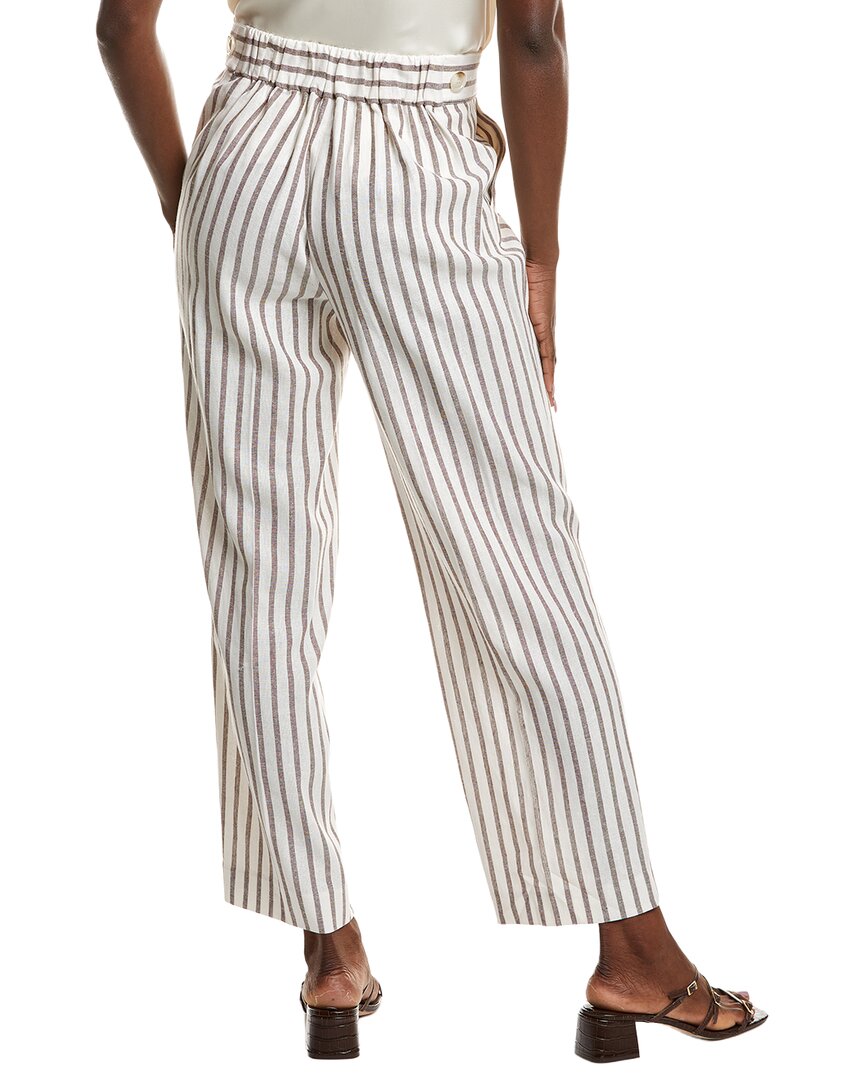 Pantalón de mezcla de lino de pierna ancha de tiro alto