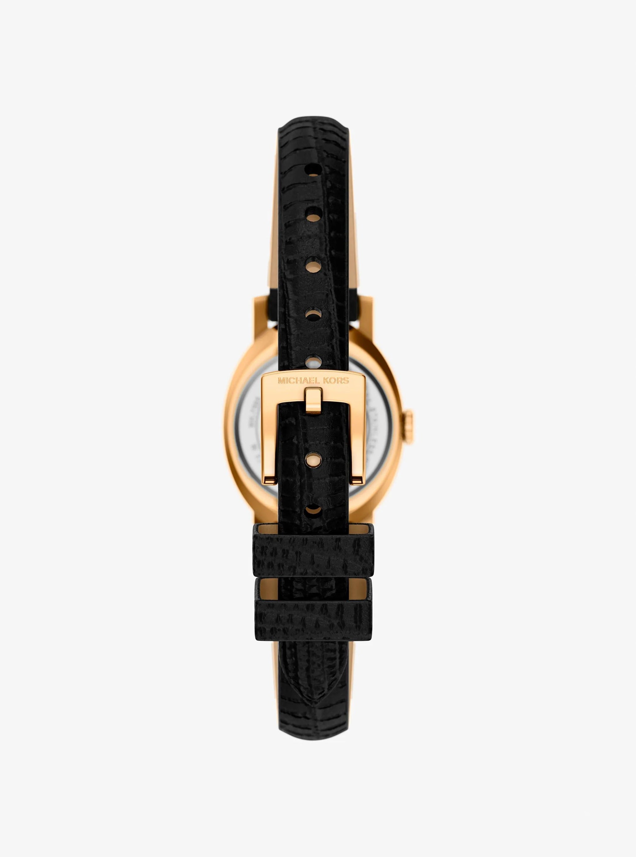Reloj de cuero color dorado