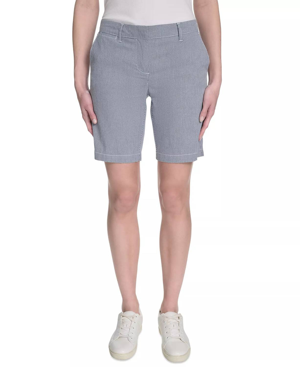 Short de tiro medio a rayas color azul