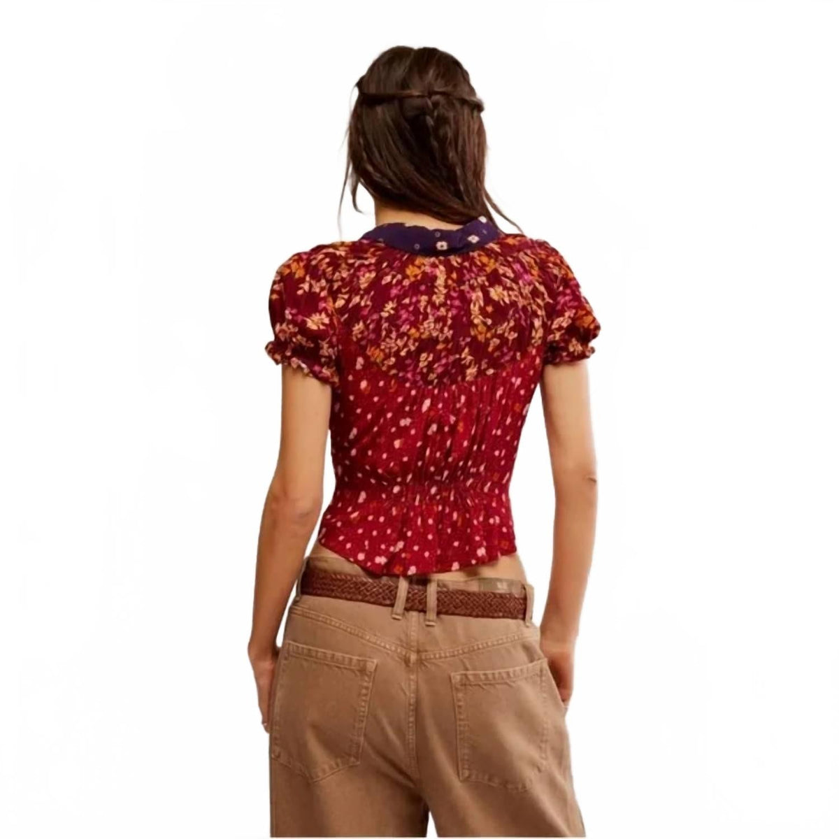 Blusa con estampado floral color rojo