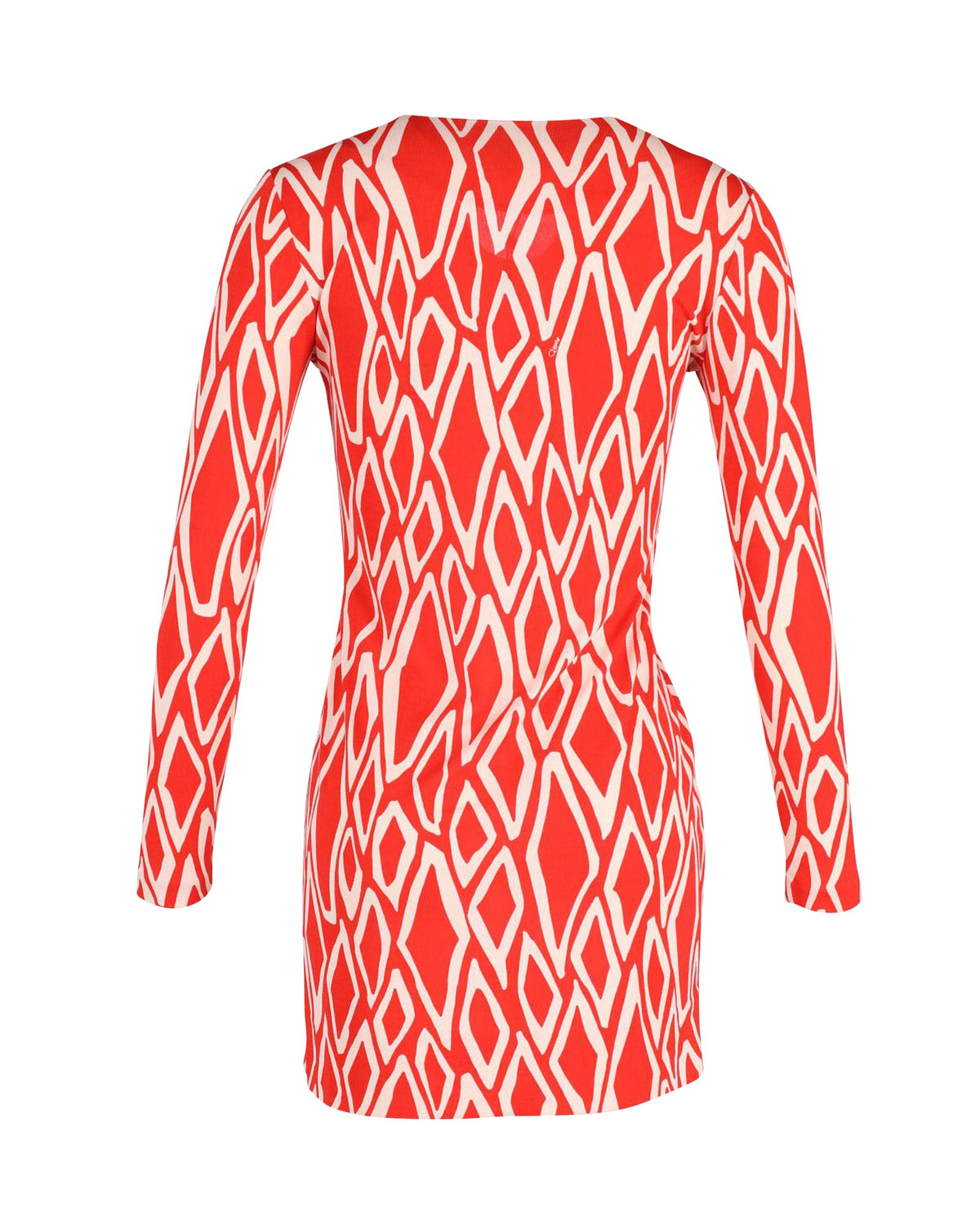 Vestido de seda corto con estampado color rojo