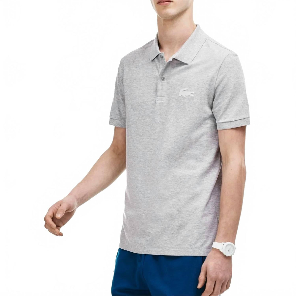 Polo de hombre de corte ajustado color plateado