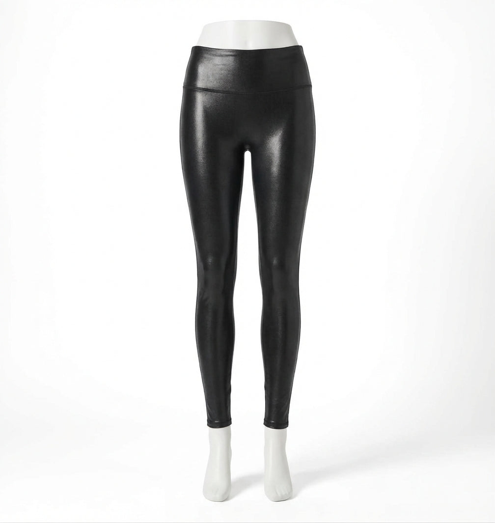Leggings de efecto cuero color negro