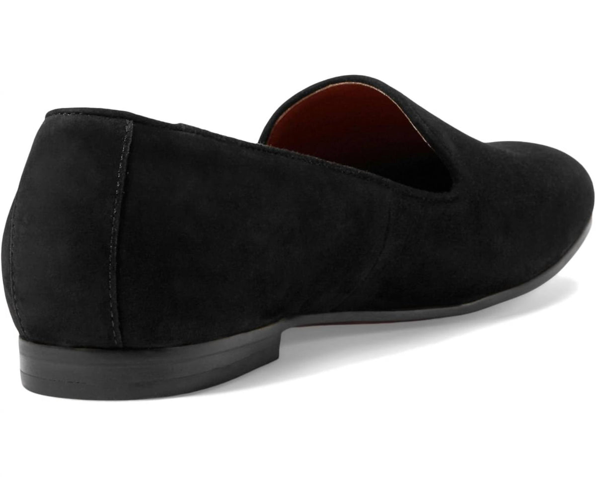 Zapatos planos de mujer de gamuza sin cordones color negro