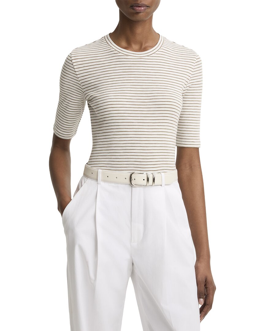 Top con cuello redondo a rayas