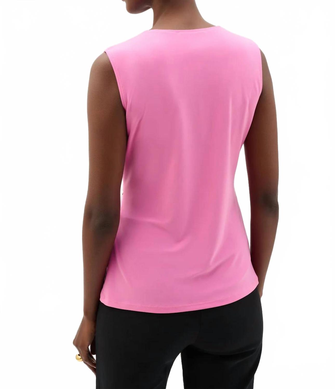 Suéter sin mangas con cuello en V color rosado