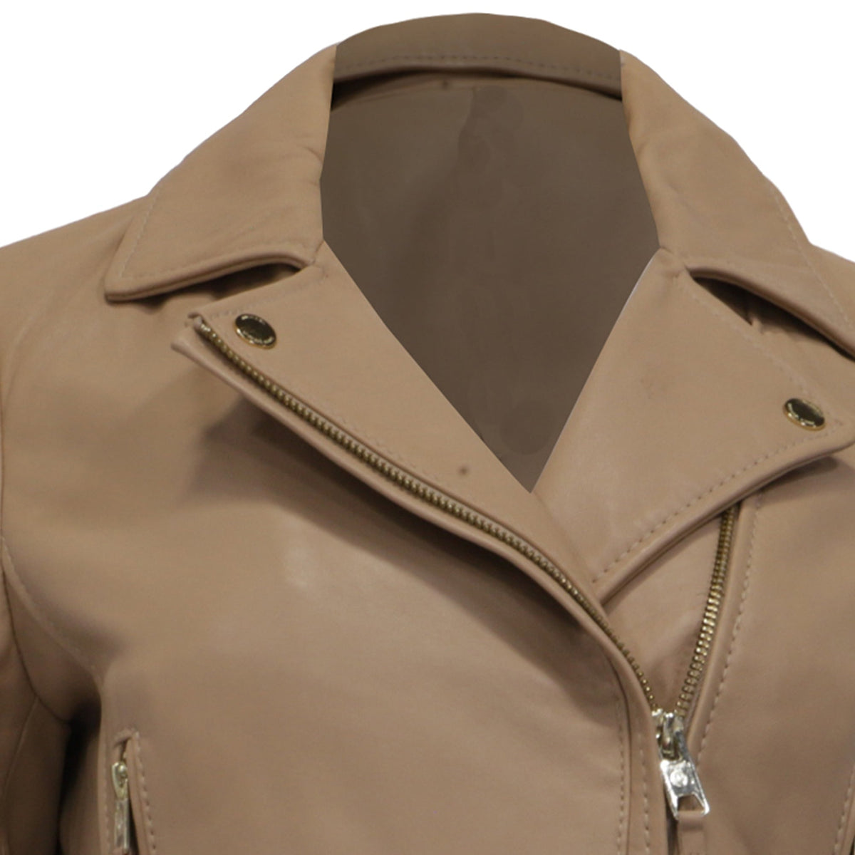 Chaqueta de cuero color beige