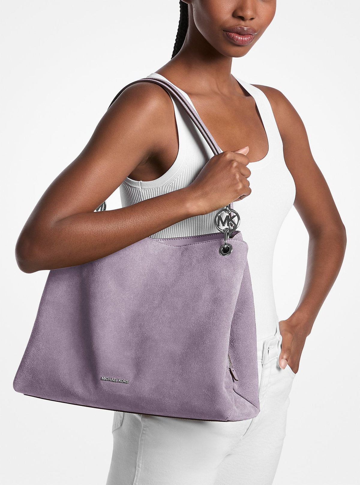 Bolso de hombro de gamuza