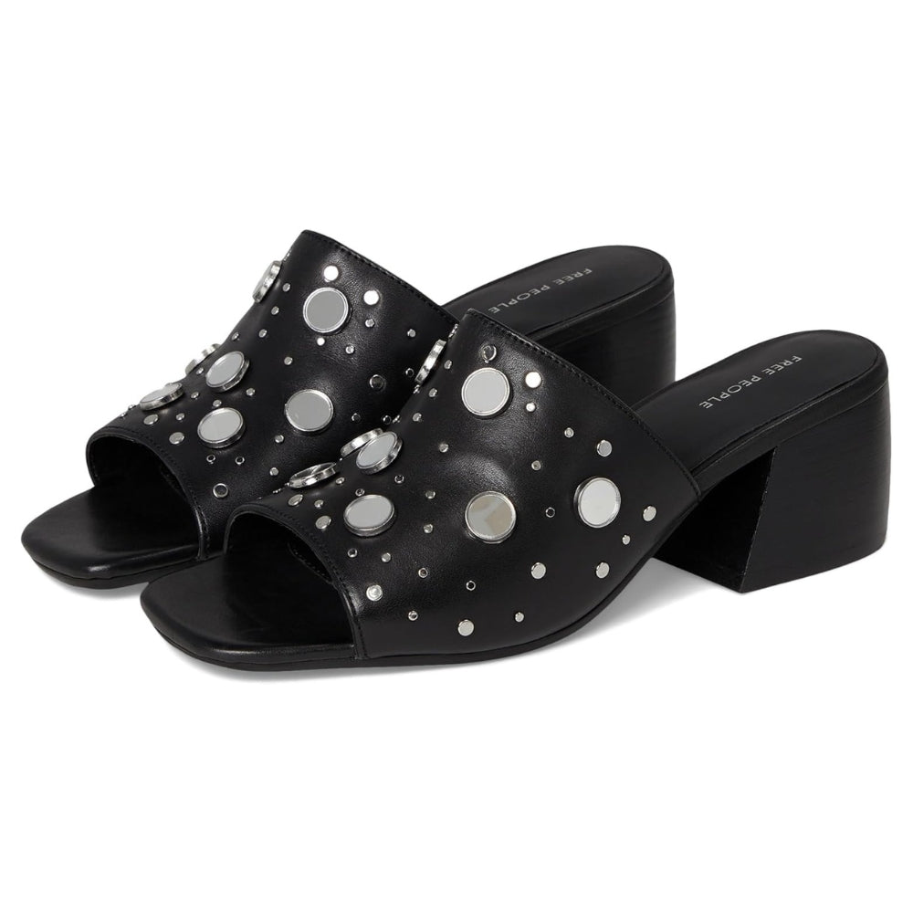 Zapatos destalonados de mujer de cuero color negro