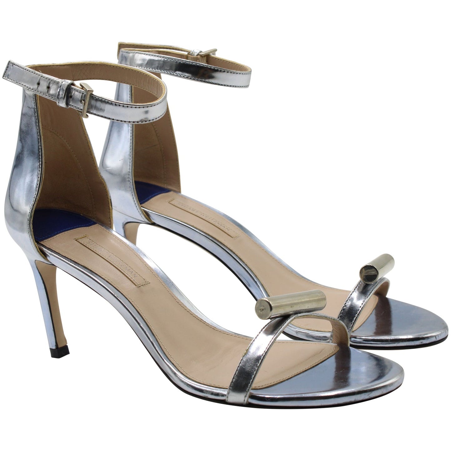 Sandalias de cuero color plateado