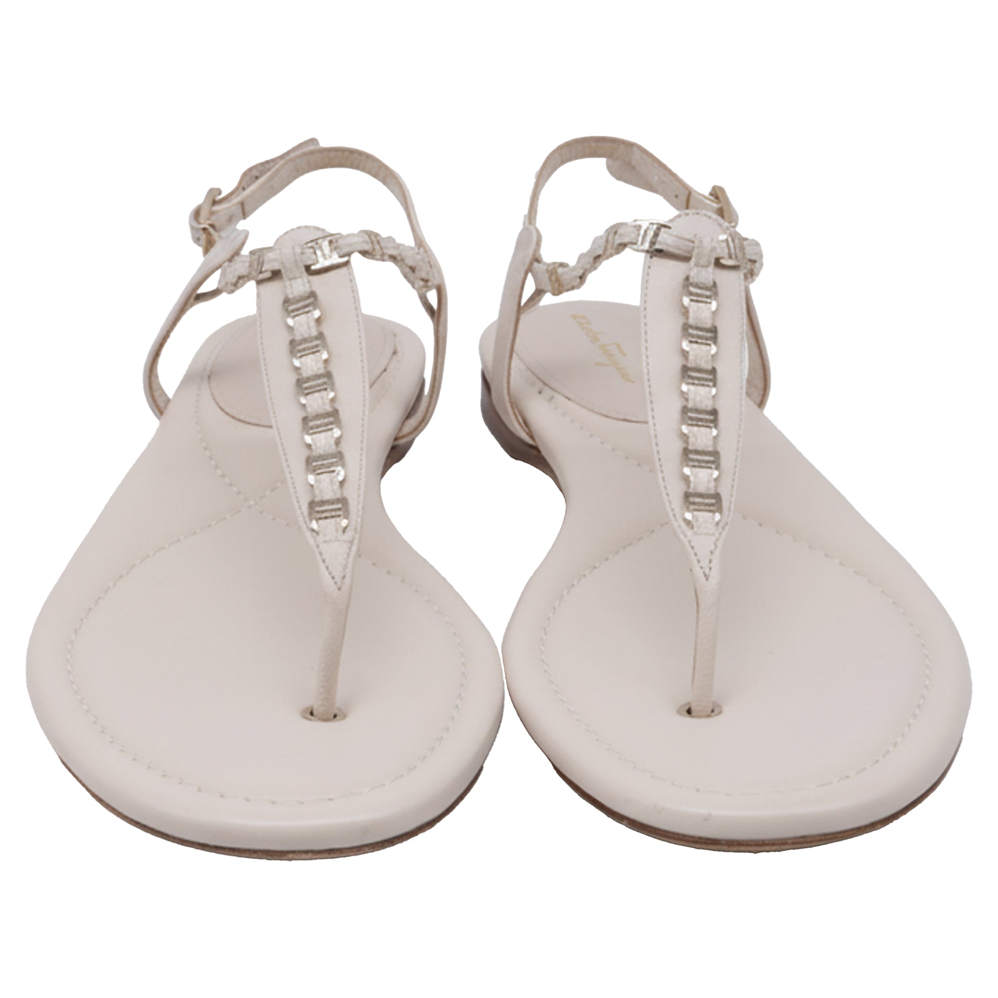 Sandalias de cuero color blanco