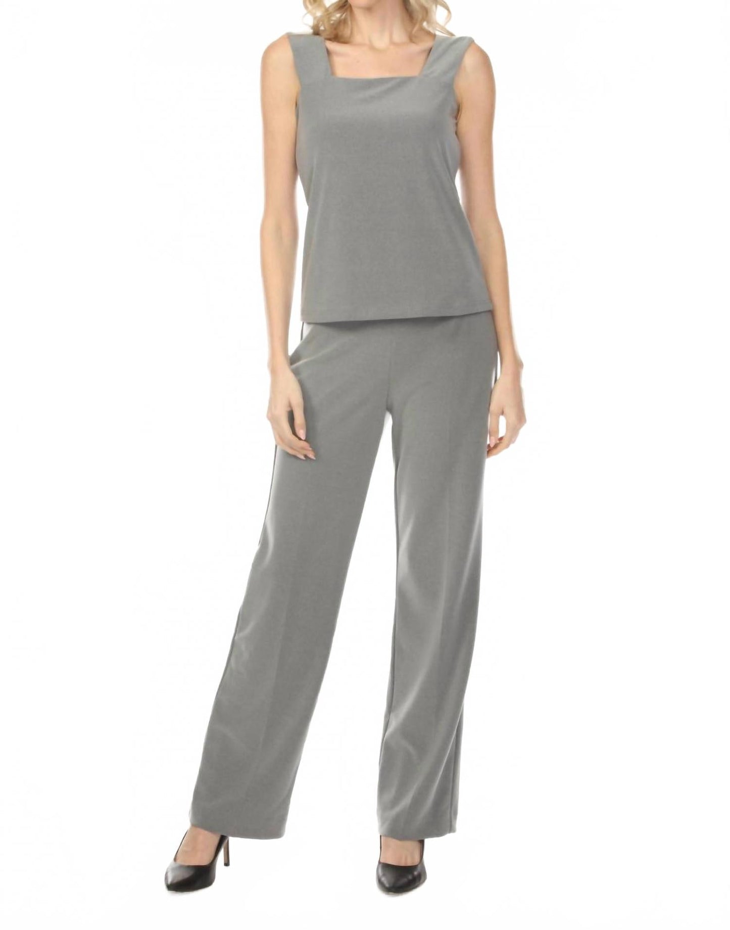 Camiseta sin mangas con escote cuadrado color gris