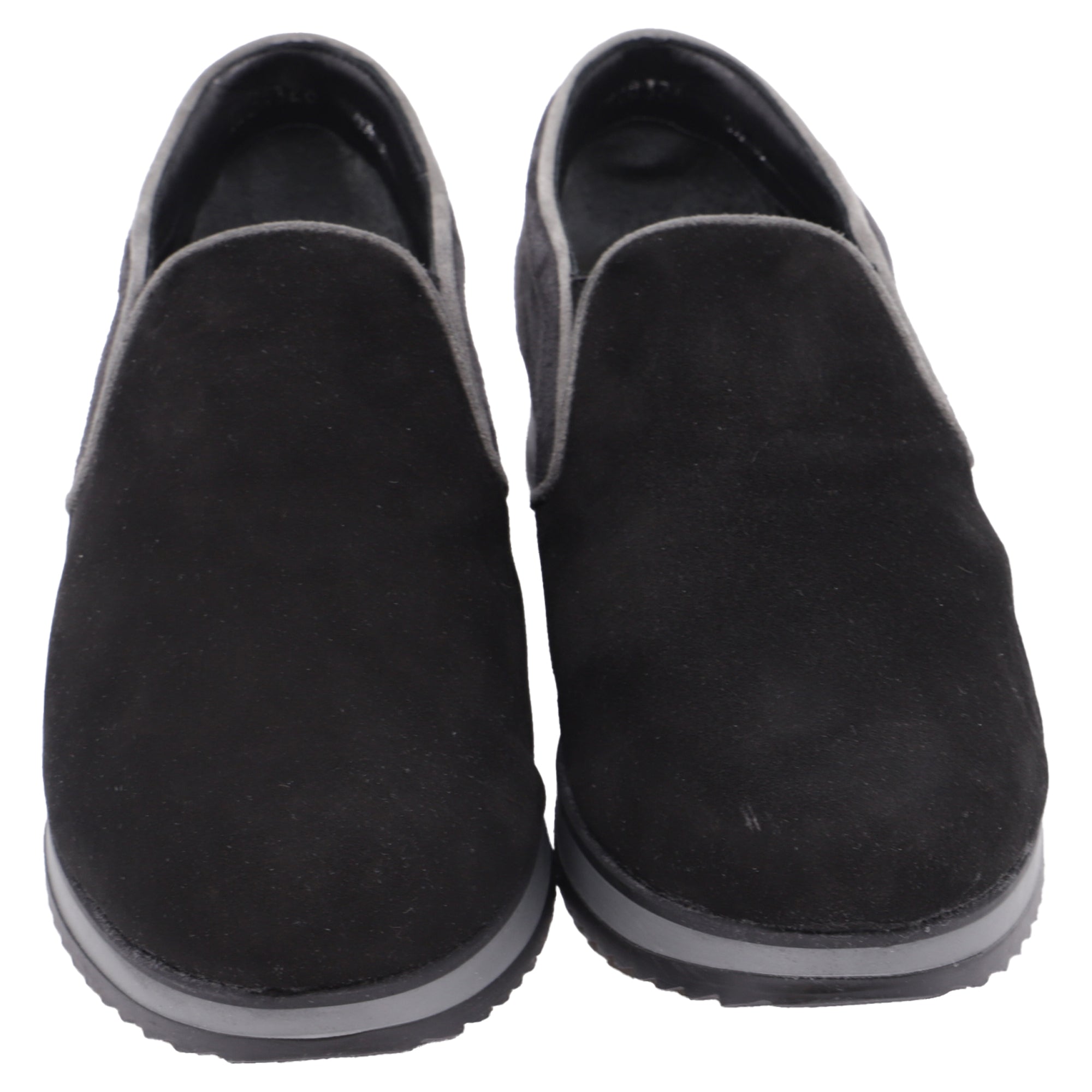 Tenis de gamuza sin cordones color negro