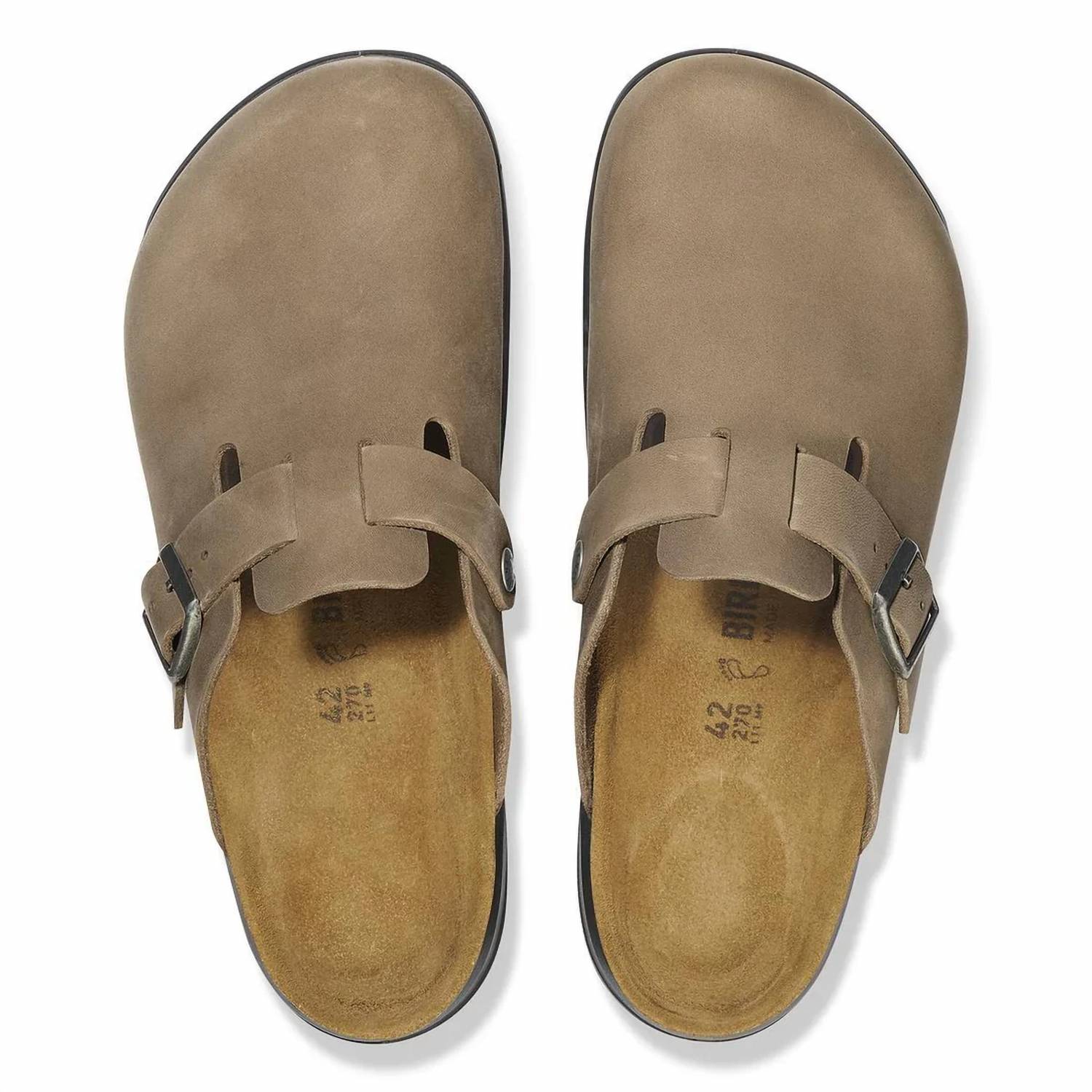 Zuecos unisex de cuero color café