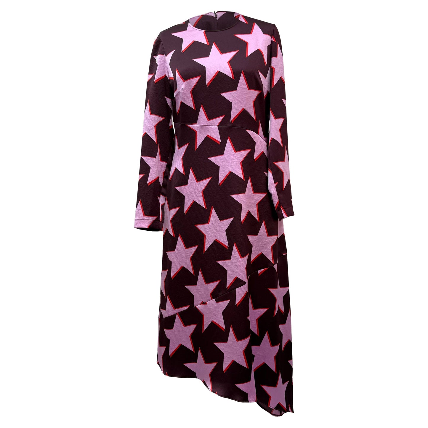 Vestido de satén midi con estampado multicolor