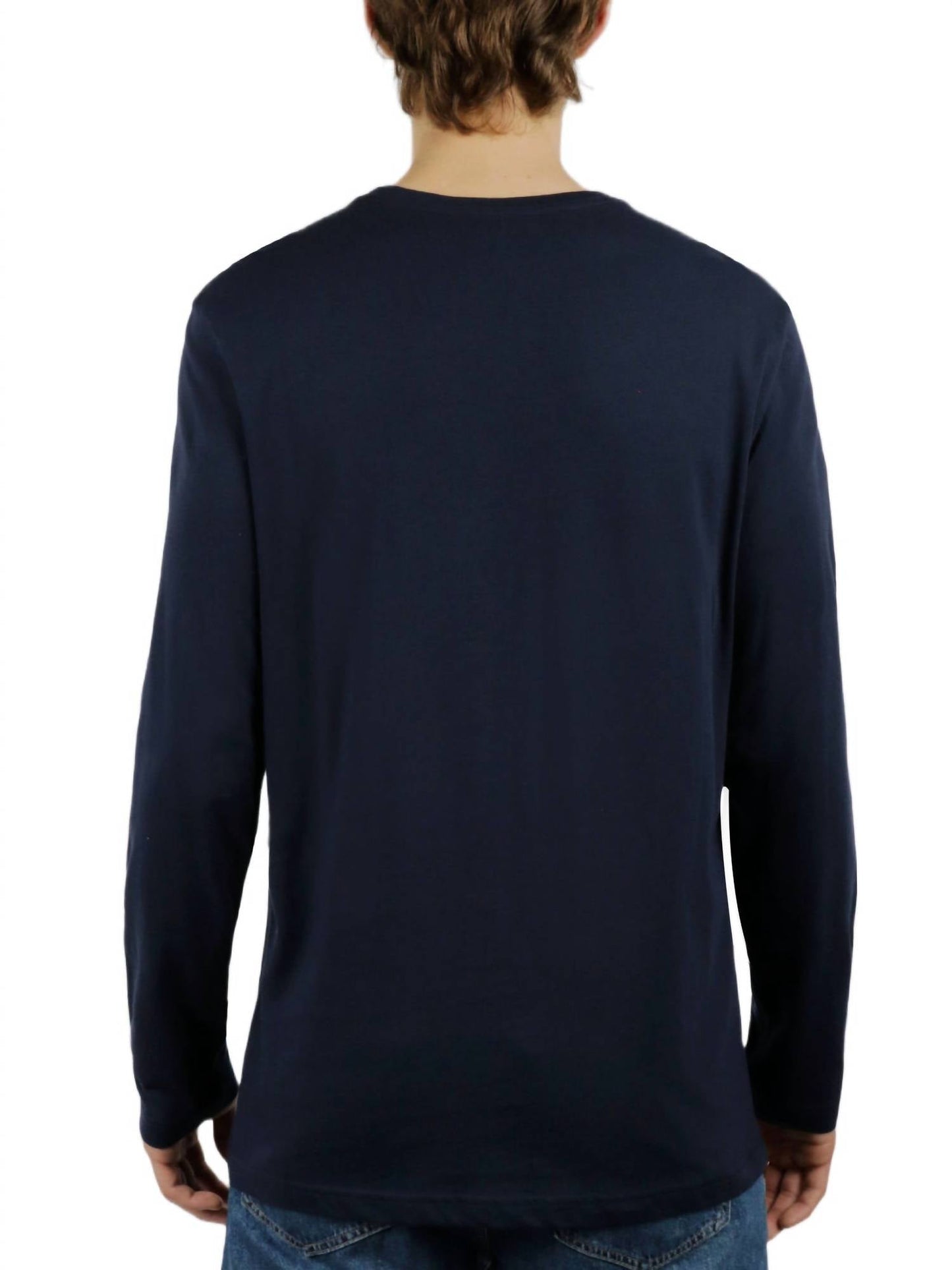 Camisa de manga larga con cuello redondo color azul marino