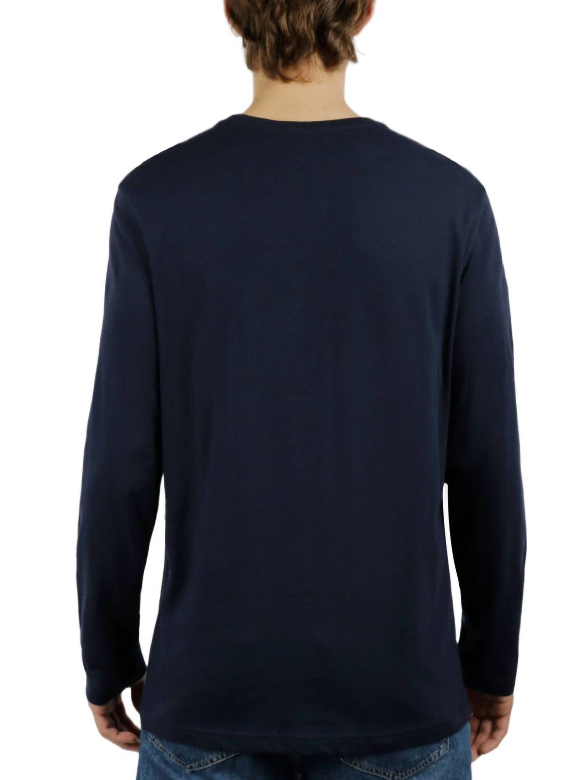 Camisa de manga larga con cuello redondo color azul marino