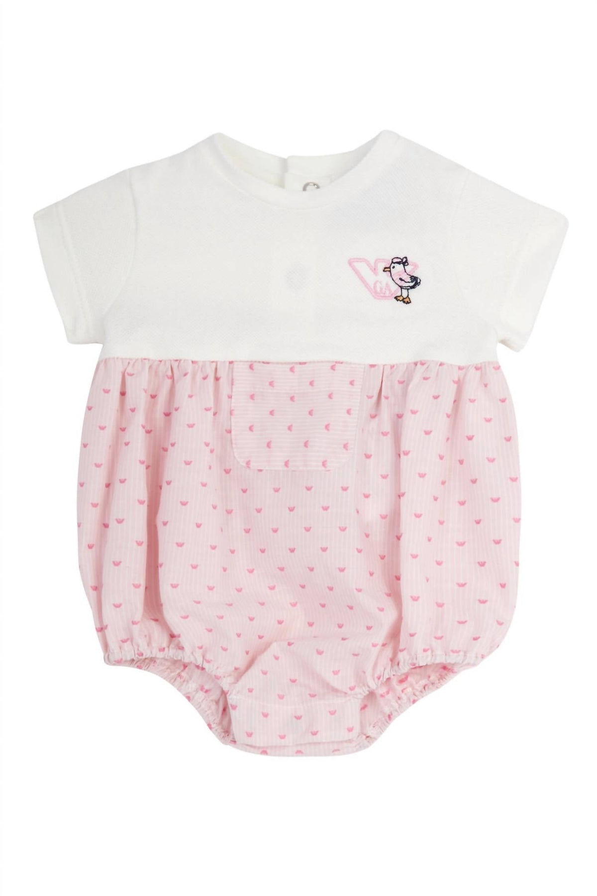 Short para bebé de manga corta a rayas color blanco y rosado