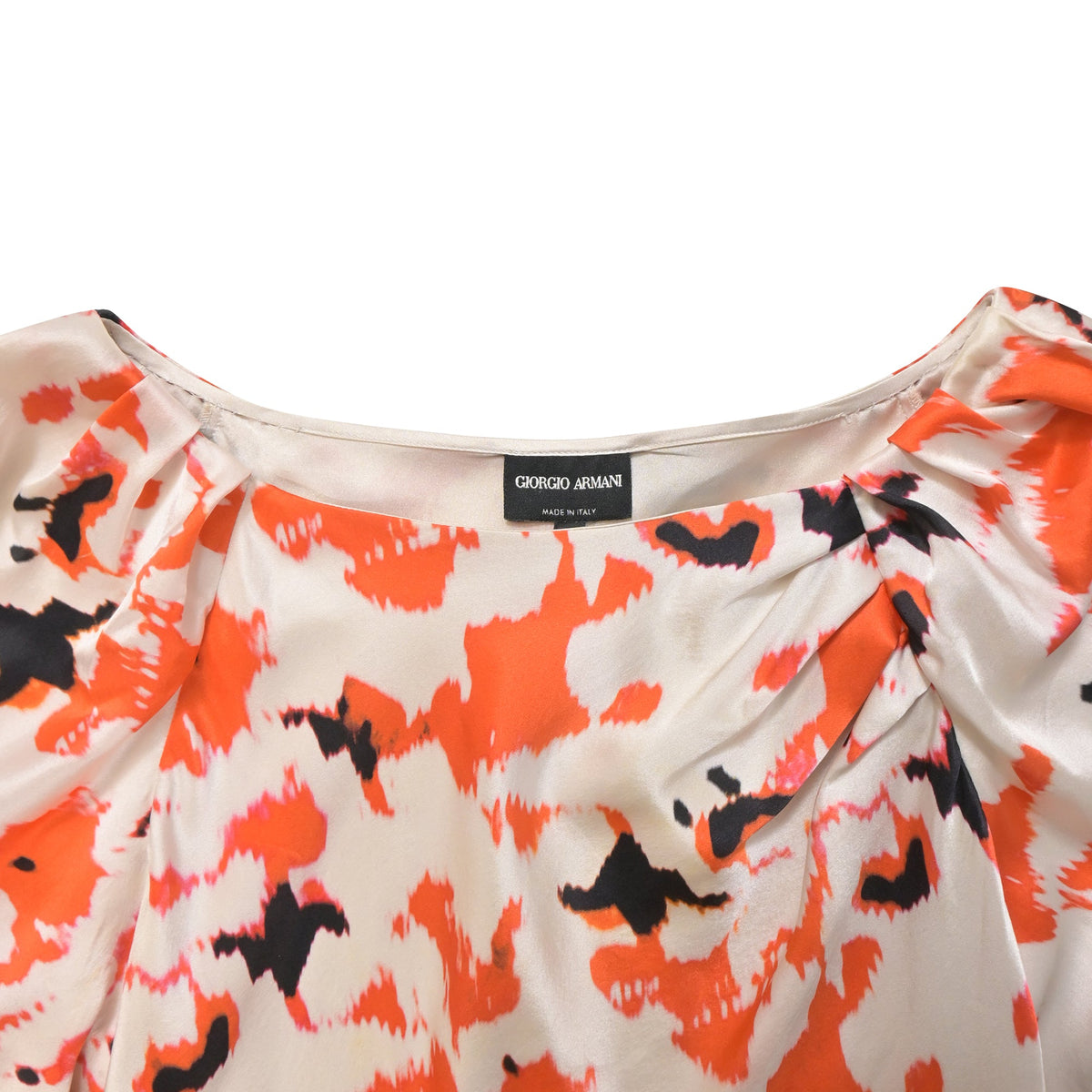 Top de seda de manga larga con estampado color naranja