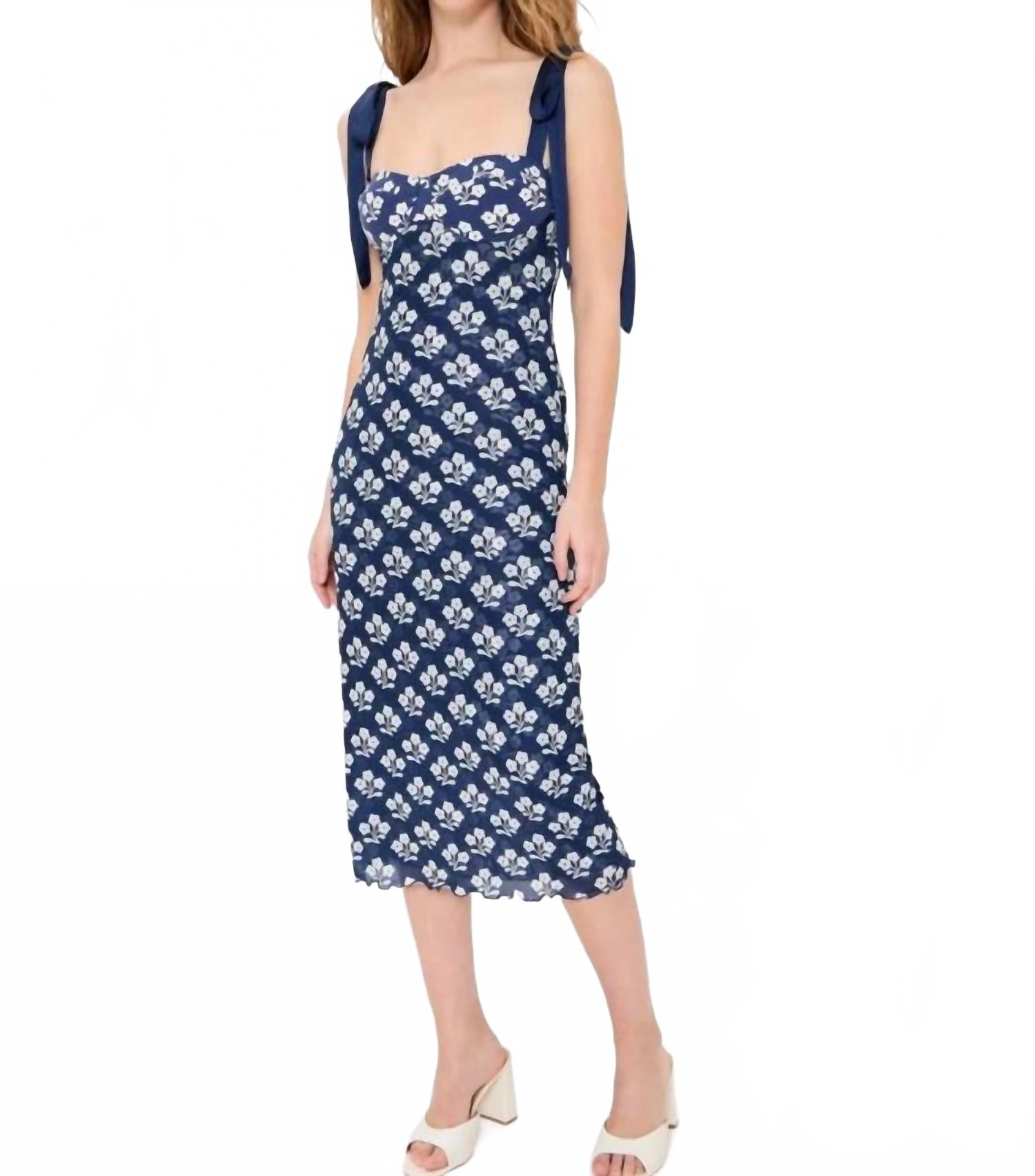 Vestido con estampado color azul marino