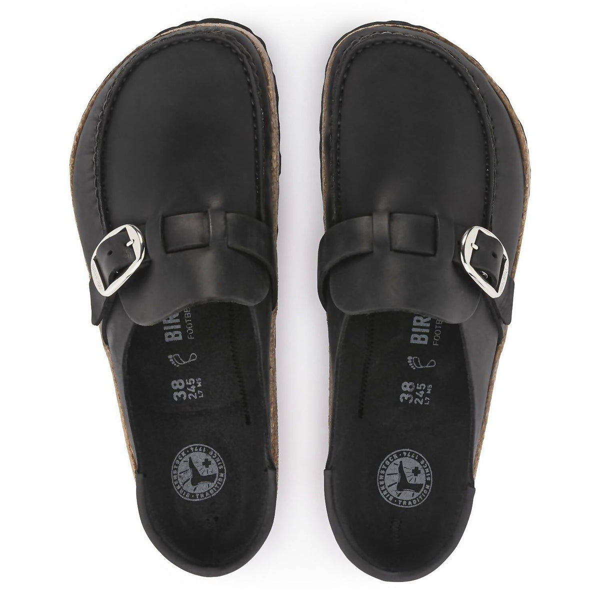 Zuecos unisex de cuero color negro