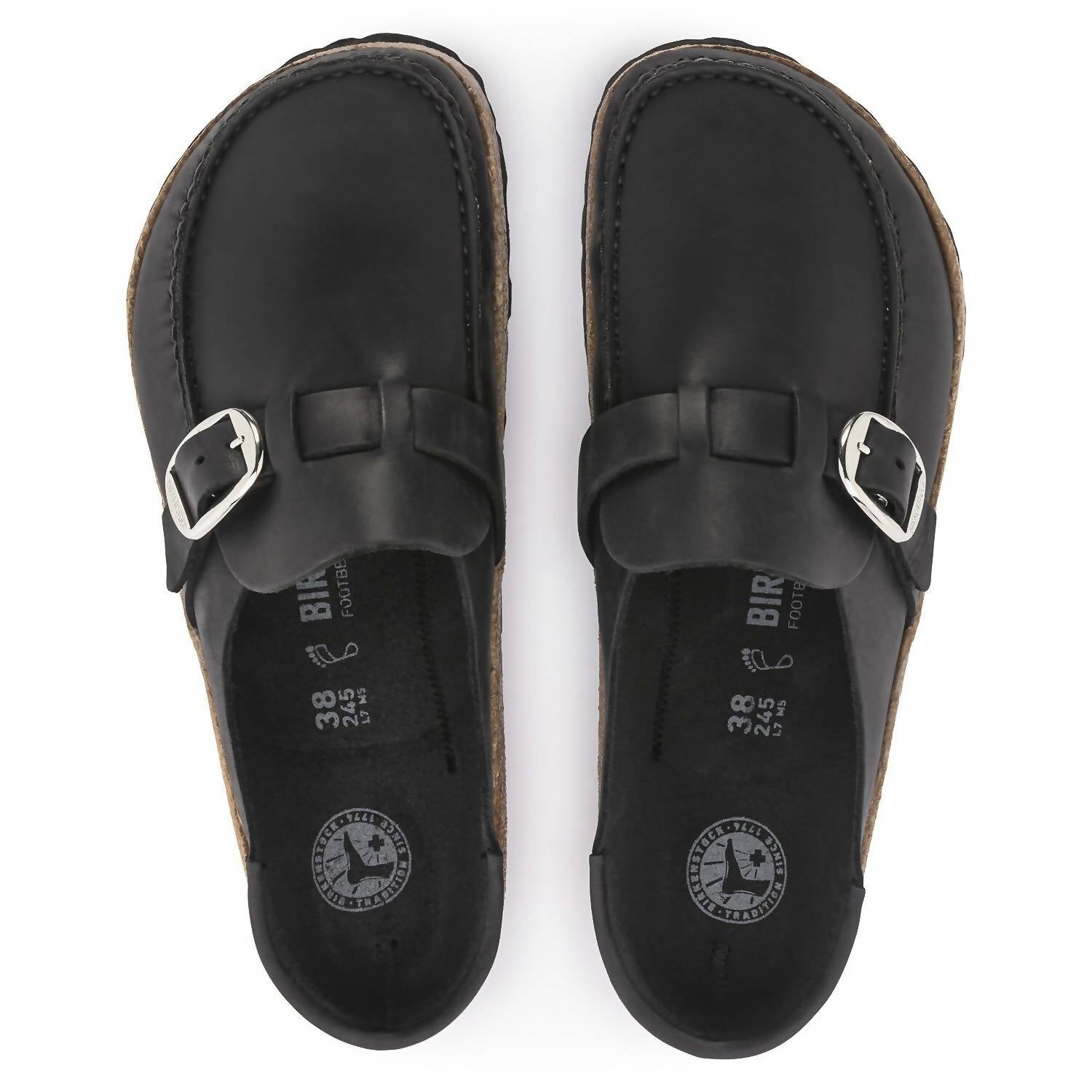 Zuecos unisex de cuero color negro