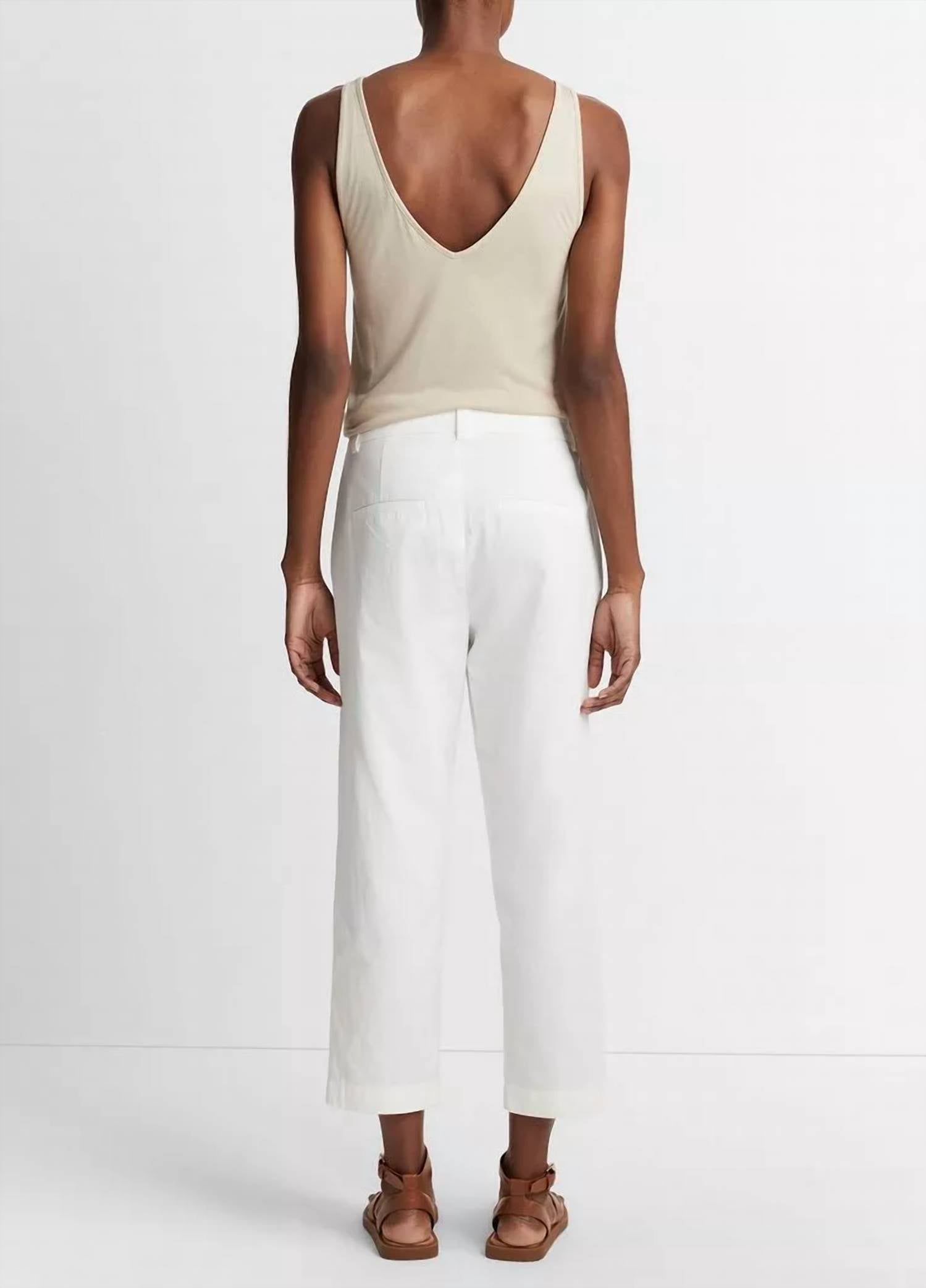 Pantalón de algodón de tiro bajo color blanco