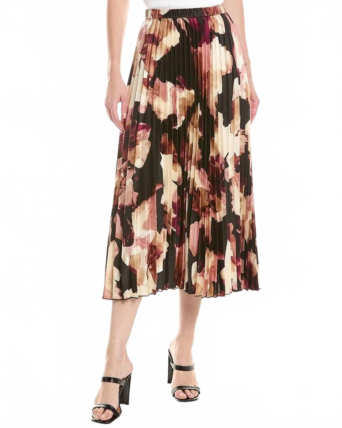 Falda con estampado con pliegues