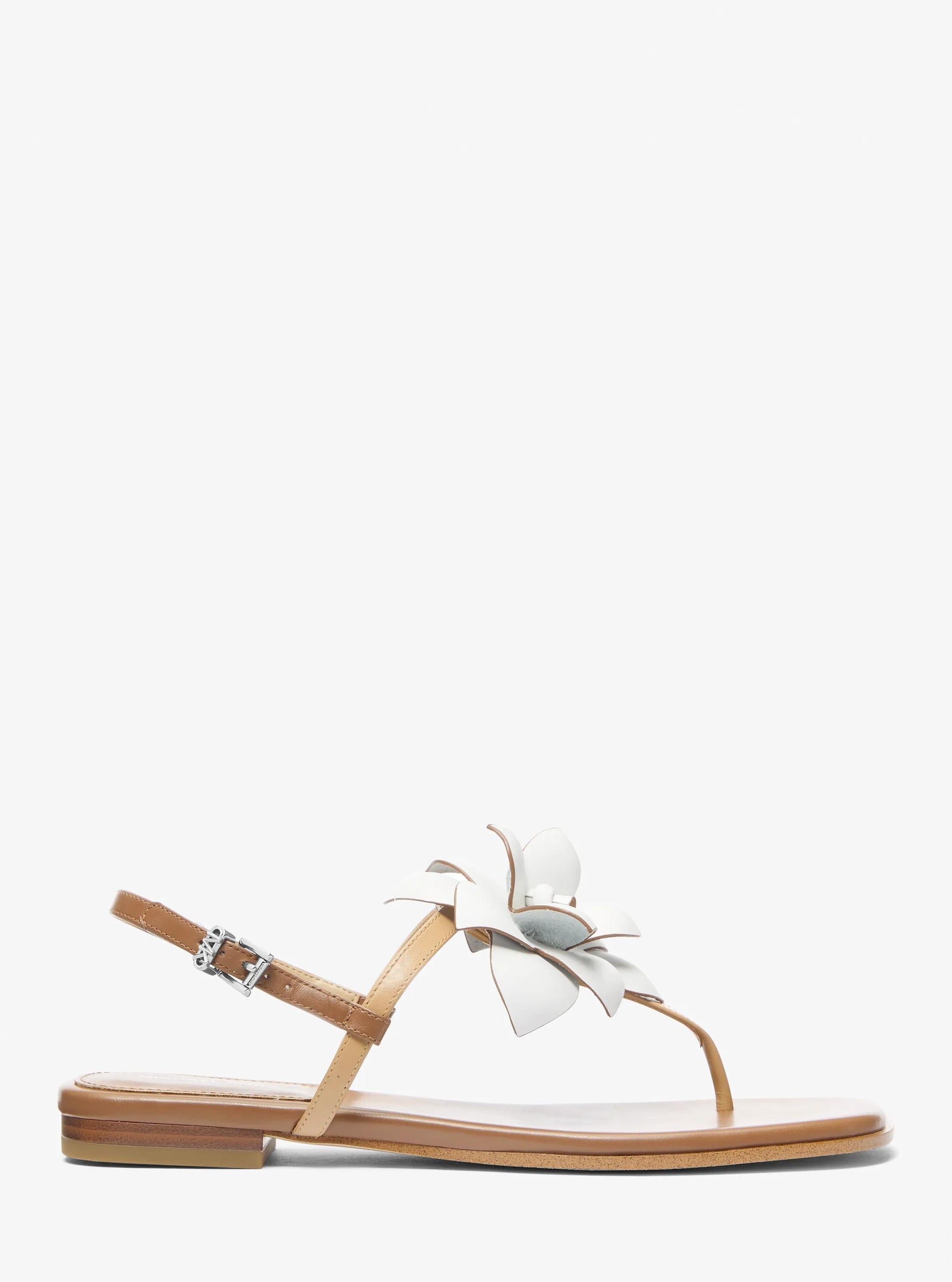 Sandalias de cuero con estampado floral