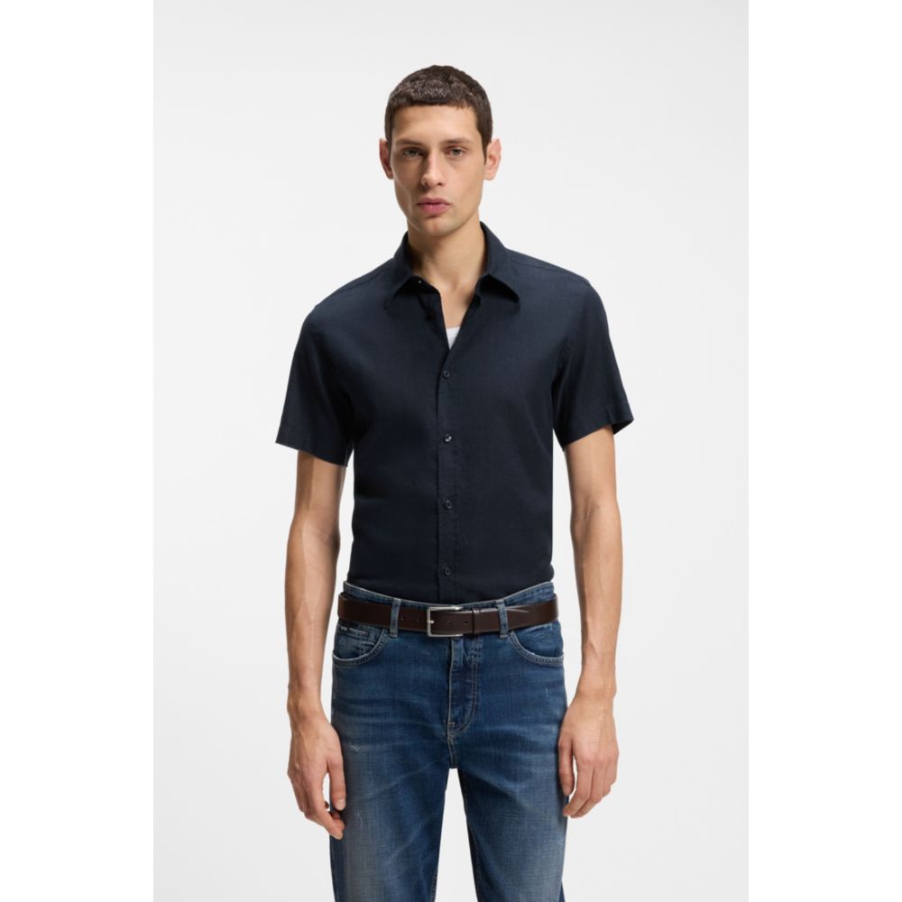 Camisa de lino de corte ajustado