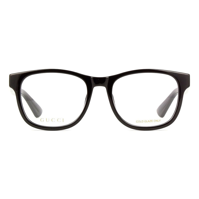 Gucci Gafas Cuadradas Marco Completo, Marco Negro Brillante y Lentes Demo Transparentes Gg1344O001