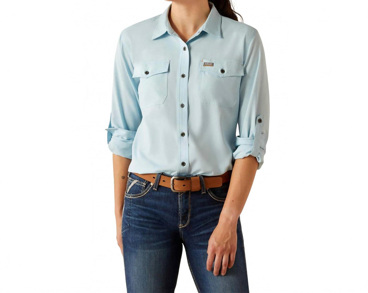 Camisa de mujer de manga larga color azul