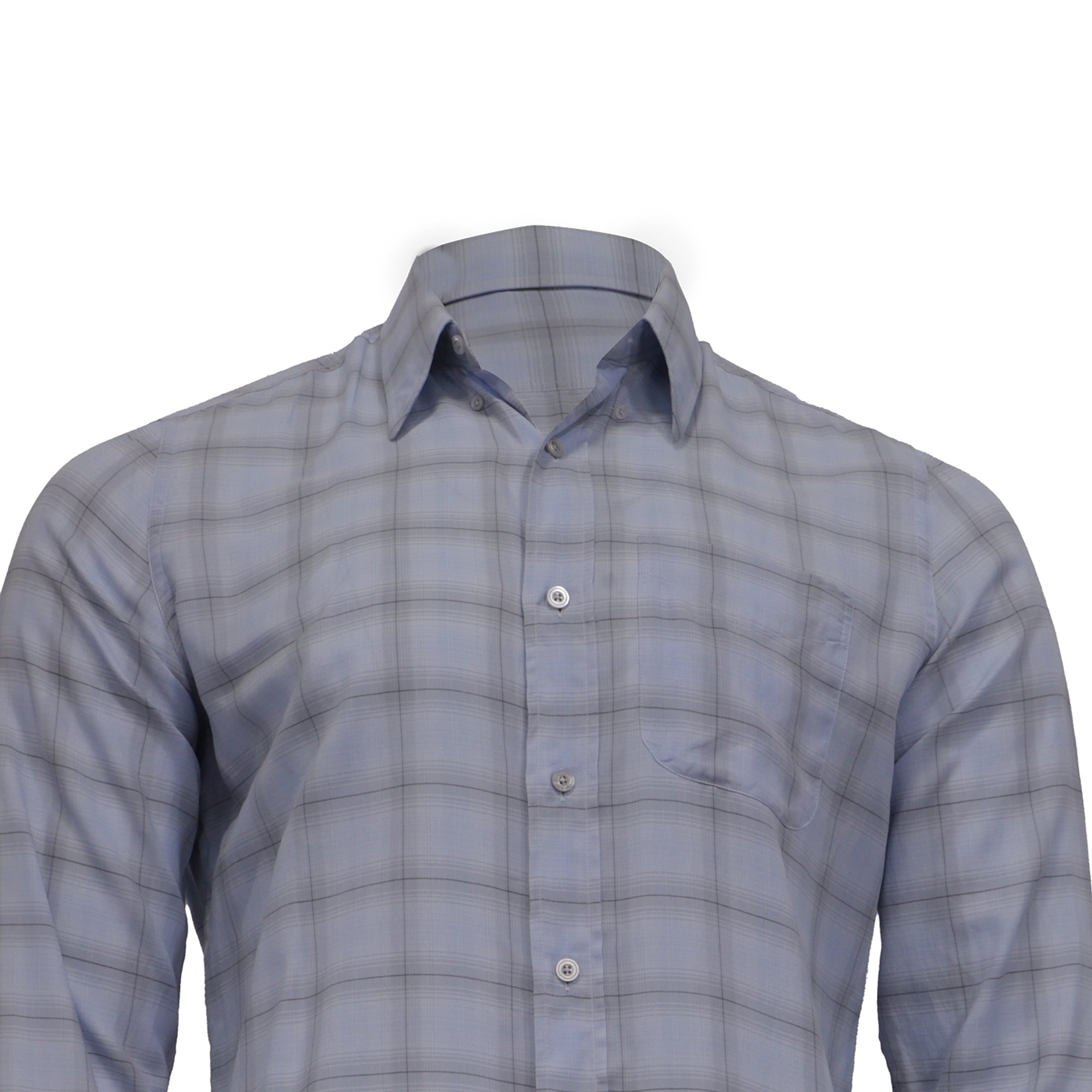 Camisa de algodón a cuadros color azul claro