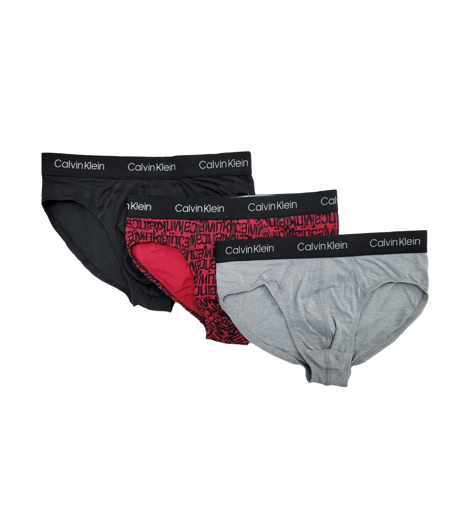 Ropa interior de hombre (3 unidades) de algodón color negro y gris y rojo