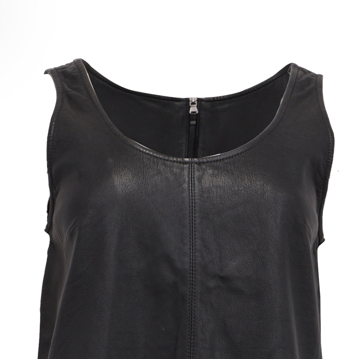 Blusa de cuero sin mangas color negro