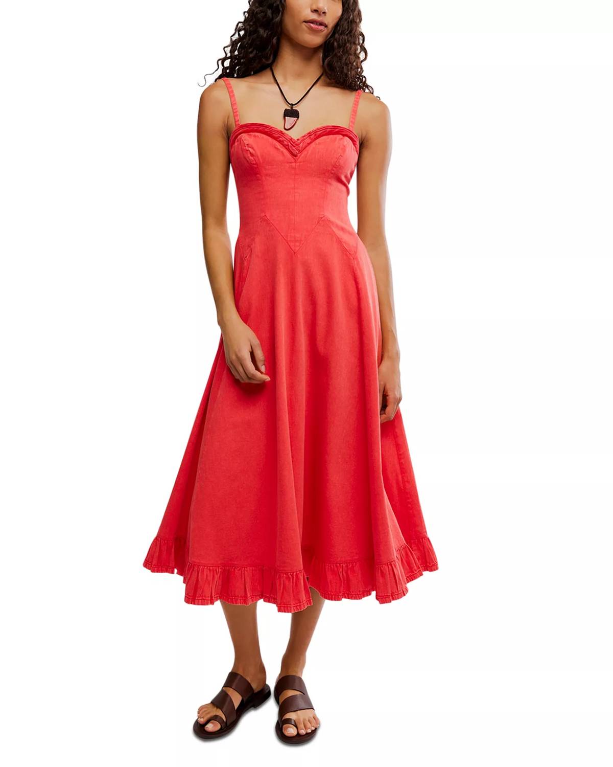 Vestido midi color rojo