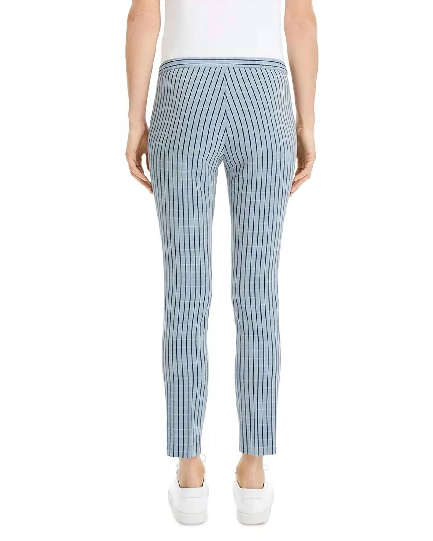 Pantalón de corte ajustado a rayas color azul marino