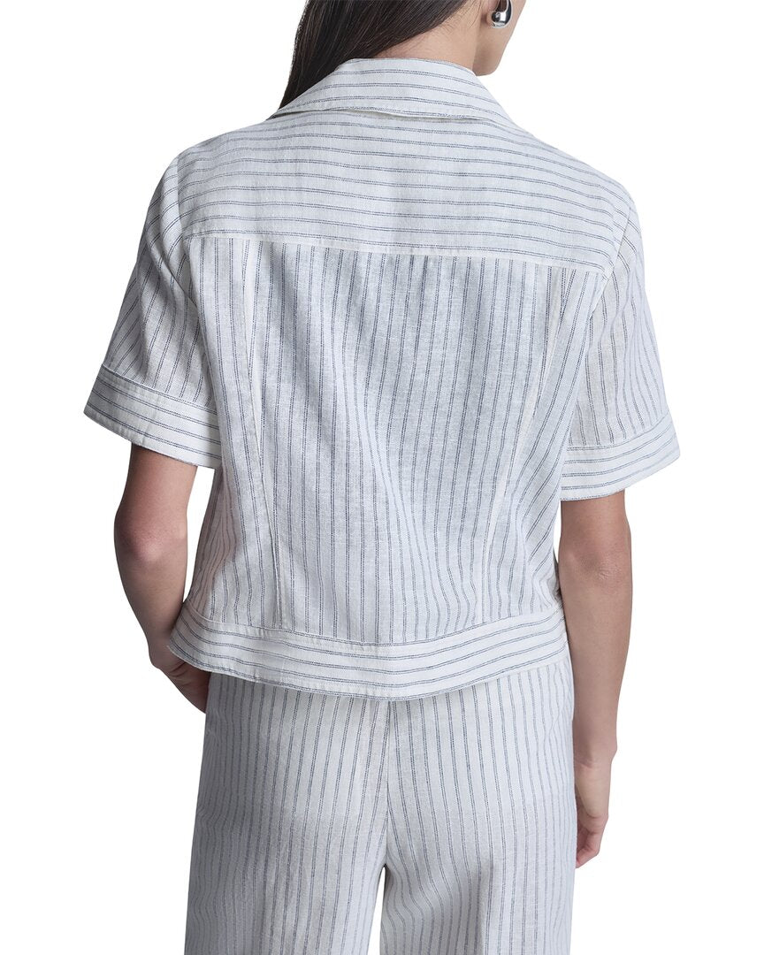Chaqueta de mezcla de lino a rayas