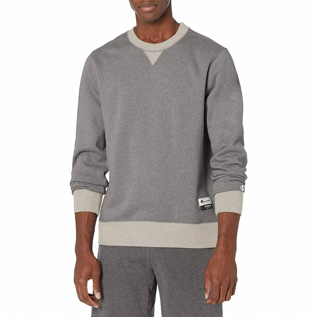 Buzo con cuello redondo color gris