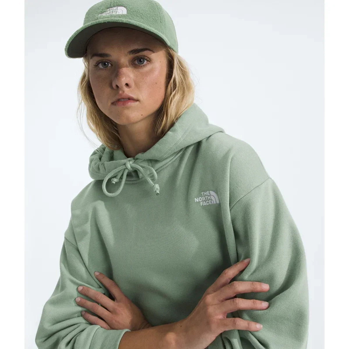 Buzo con capucha de mujer de corte amplio color verde
