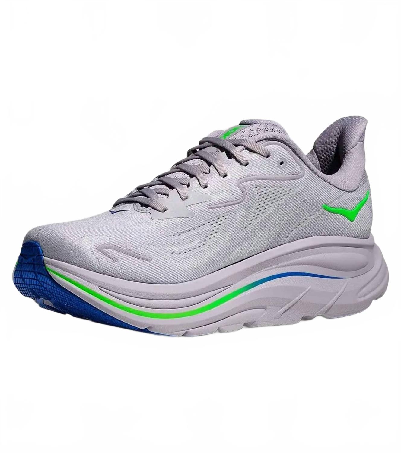 Tenis para correr de hombre color gris y verde